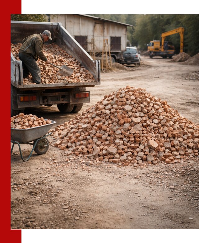 Доставка и подушка из боя кирпича с разгрузкой в Кирово-чепецке