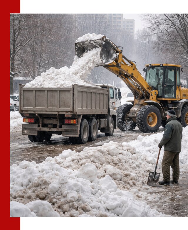 Вывоз снега грузовой техникой в Кирово-чепецке оперативно и чисто