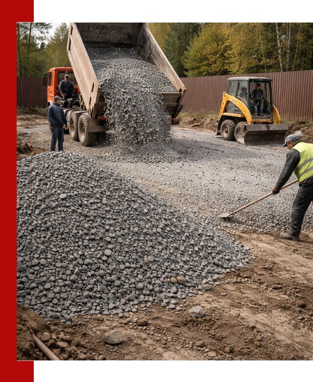 Отсыпка участка щебнем с доставкой и уплотнением в Кирово-чепецке