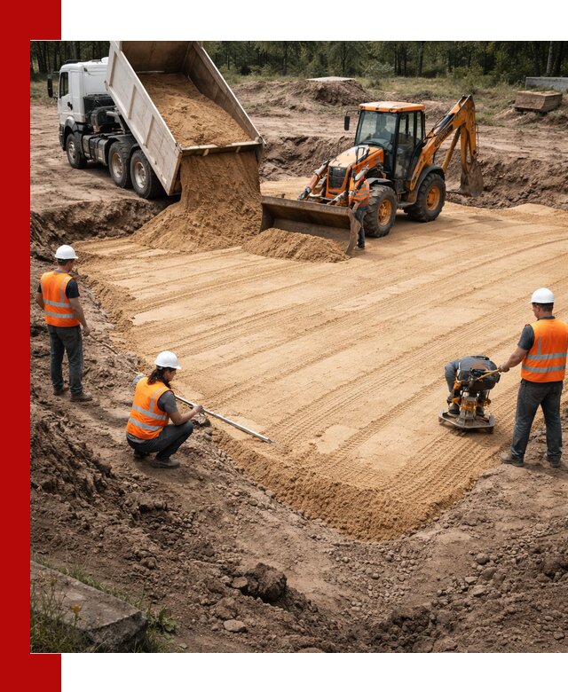 Устройство песчаной подушки для фундаментов и дорог в Кирово-чепецке